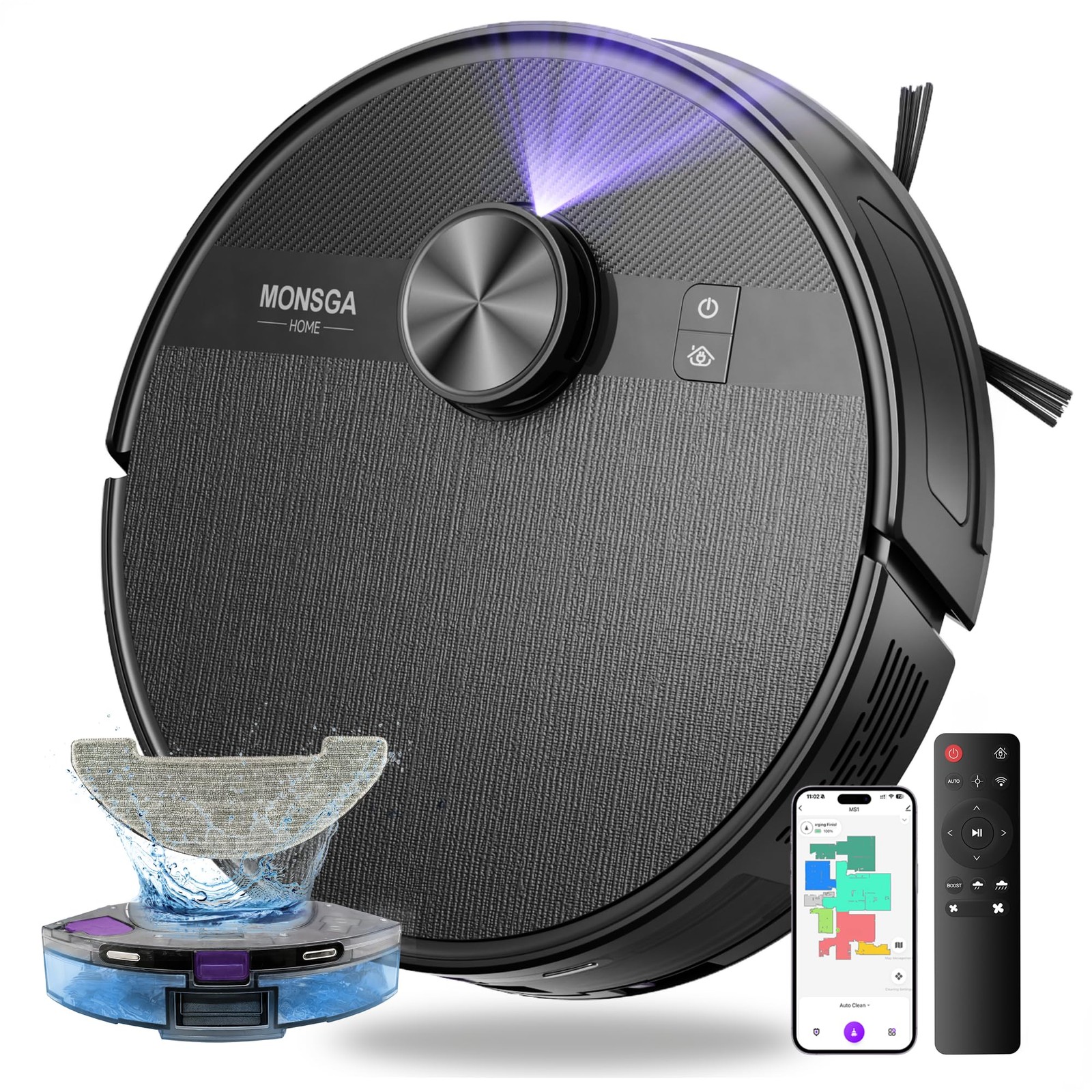 MONSGA Robot Vacuum, 7000Pa Robotic Vacuum with Lidar Navigation,