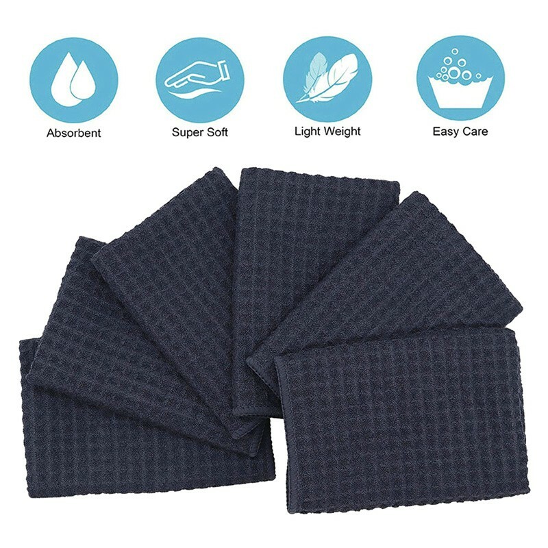 6 Pcs Waffle Weave Microfiber Drying Towel Auto Car Polish 16″x16″