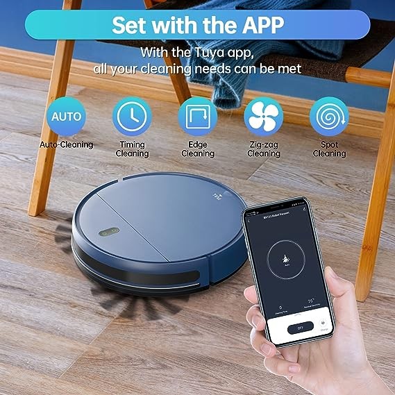 ZCWA Robot Vacuum Cleaner Robotic Vacuum and Mop Combo Compatible BR151 – Blue