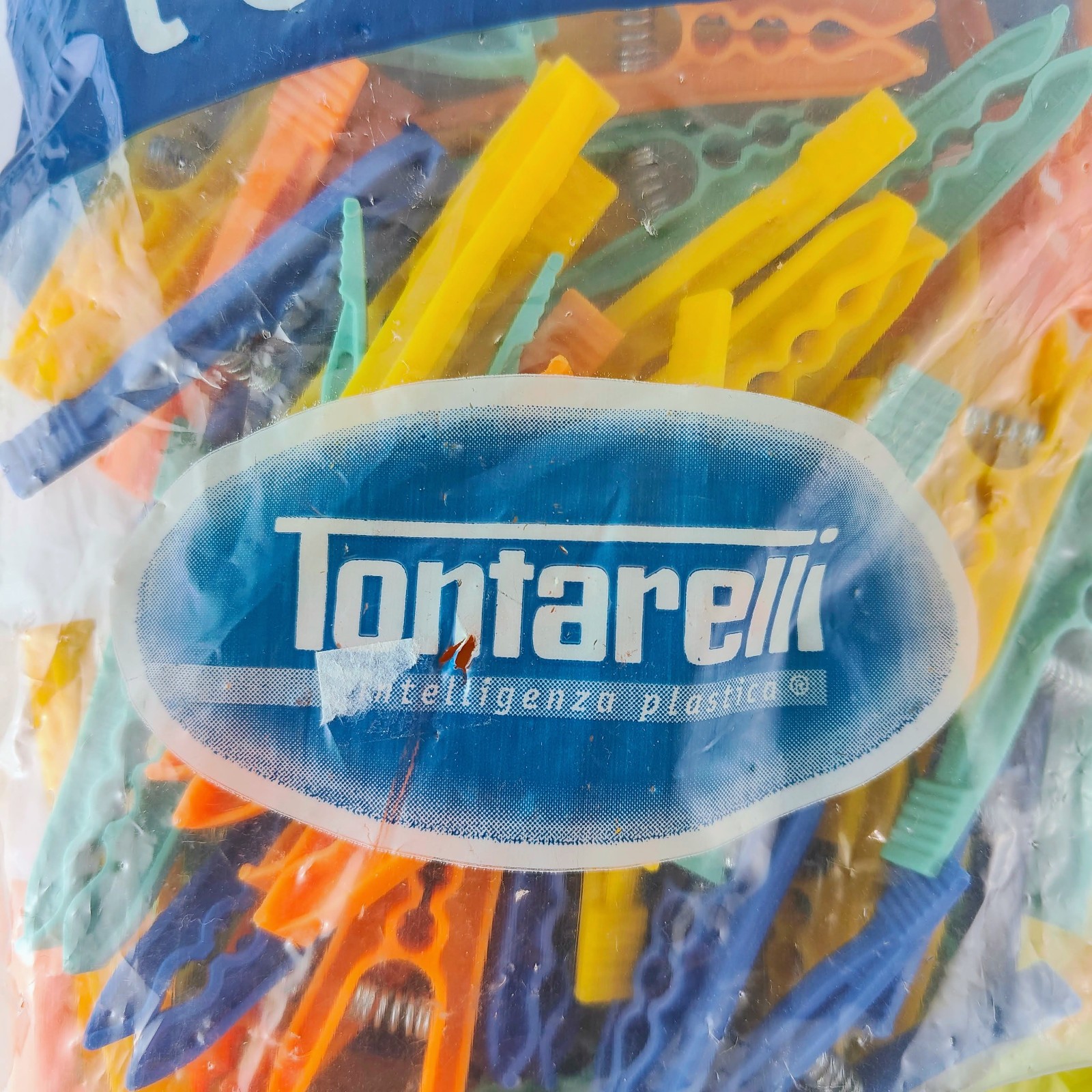 Tontarelli Plastic Clothes Pins Sealed Bag of 50 Vintage Italy Made Clothespins