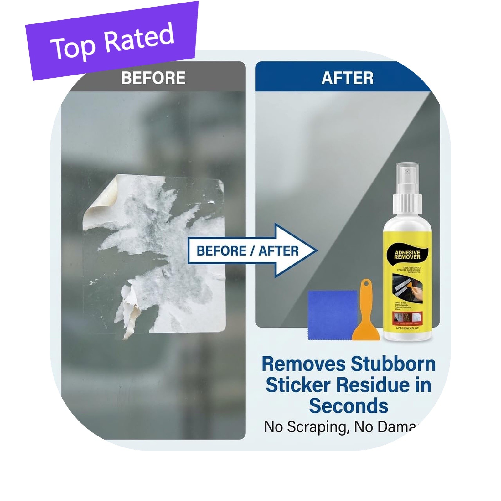 Adhesive Remover Spray 4oz Scraper Towel Tape Label Wax