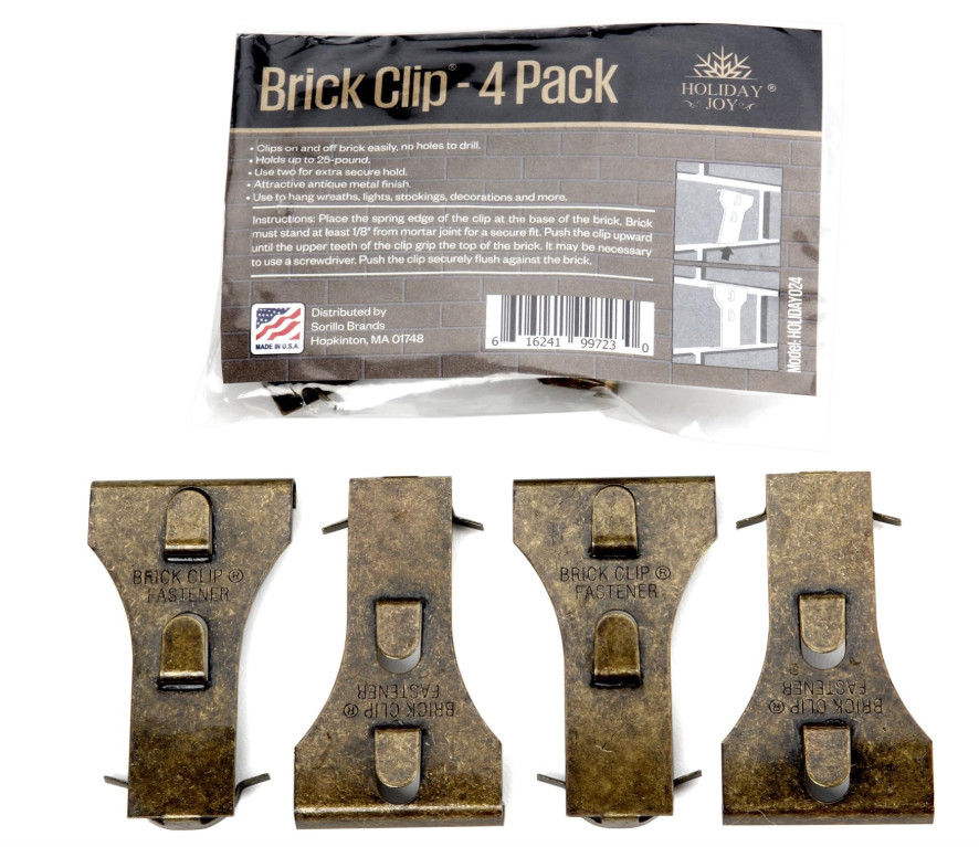 4 Metal Brick Wall Clip Fastener Hooks – Holds Up to 25 Pounds Holiday Joy