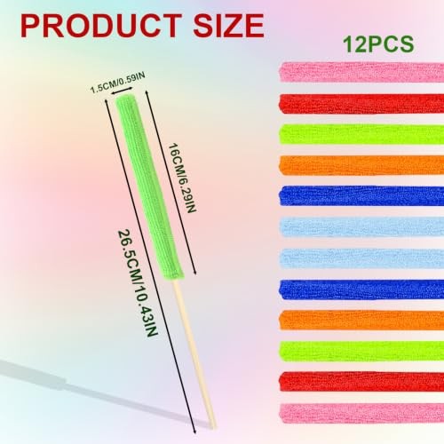 12 PCS Microfiber Detail Duster Sticks – Mini Crevice Fan Cleaning Brush