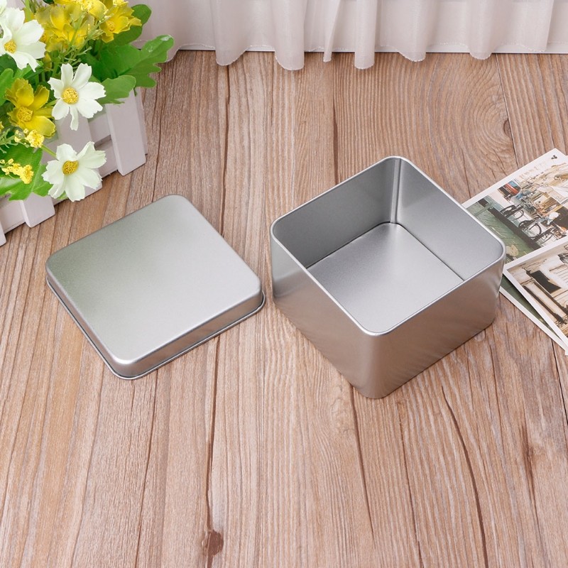 9x9cm Small Metal Tin Silver Storage Box for Case Organizer For Money Coin Candy