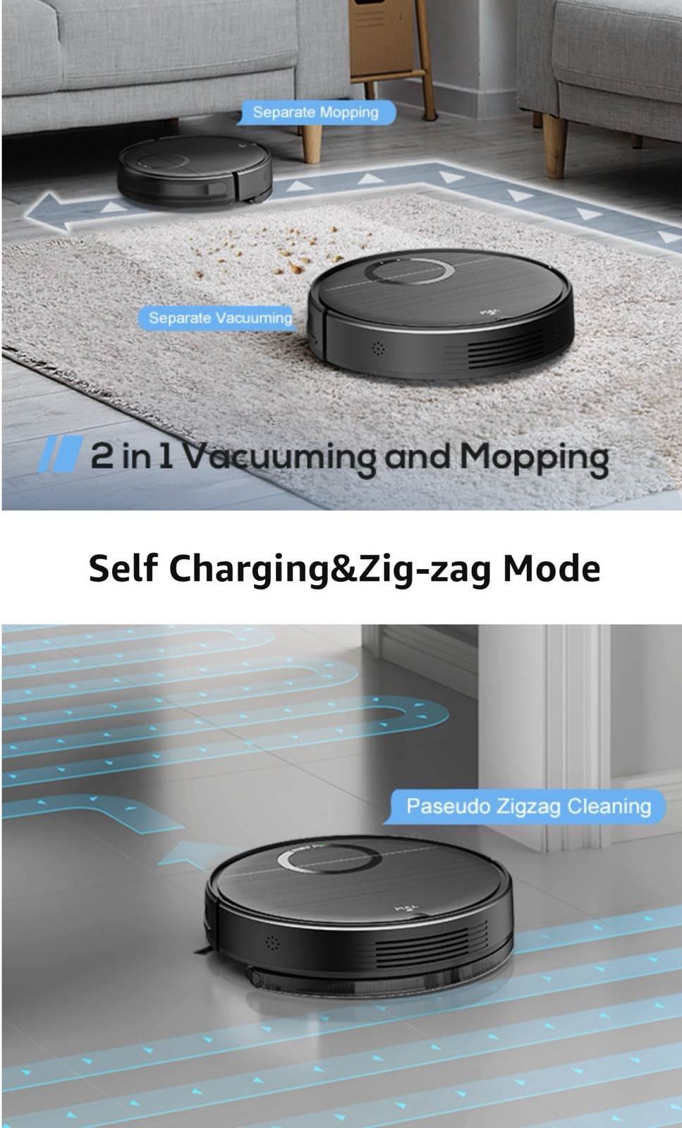 MAMNV Robot Vacuum and Mop Combo, 2 in 1 Mopping Robot Vacuum Cleaner
