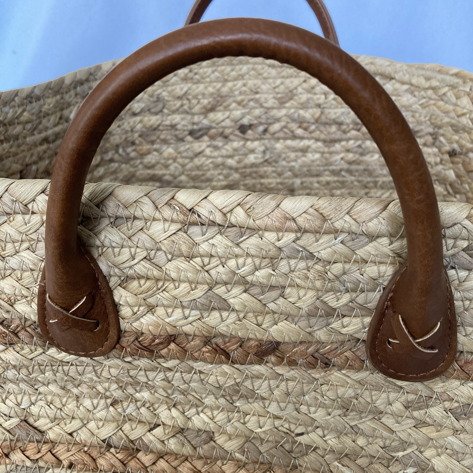 Double-Handled Basket Braided Water Hyacinth 12 x 10 x 7″ Storage Shopping Tote