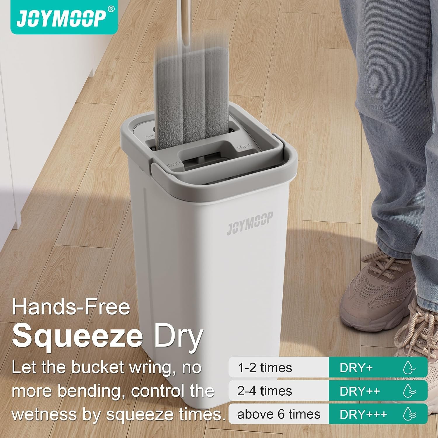 Flat Mop and Bucket System – Microfiber Floor Cleaner with 1 Pad White