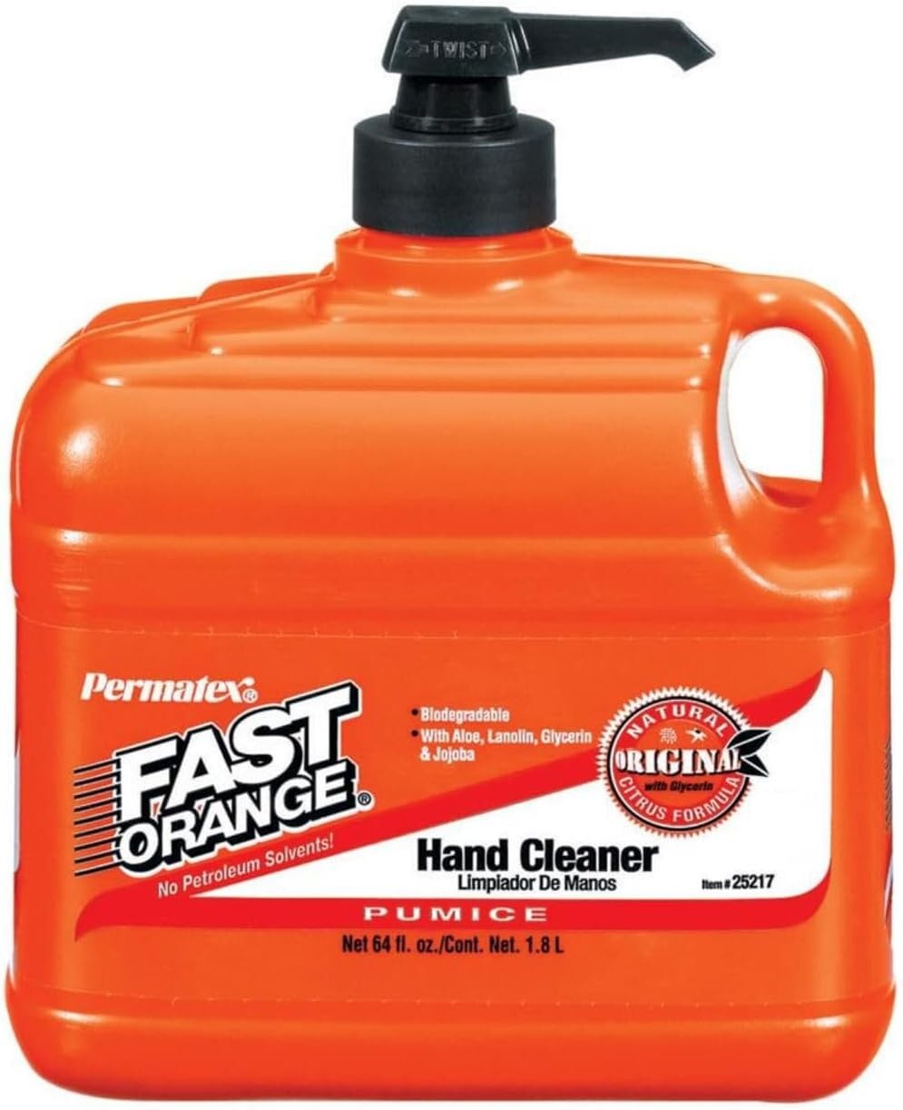Fast Orange Permatex Pumice Lotion, Heavy Duty Hand Cleaner Orange, 64 Fl Oz