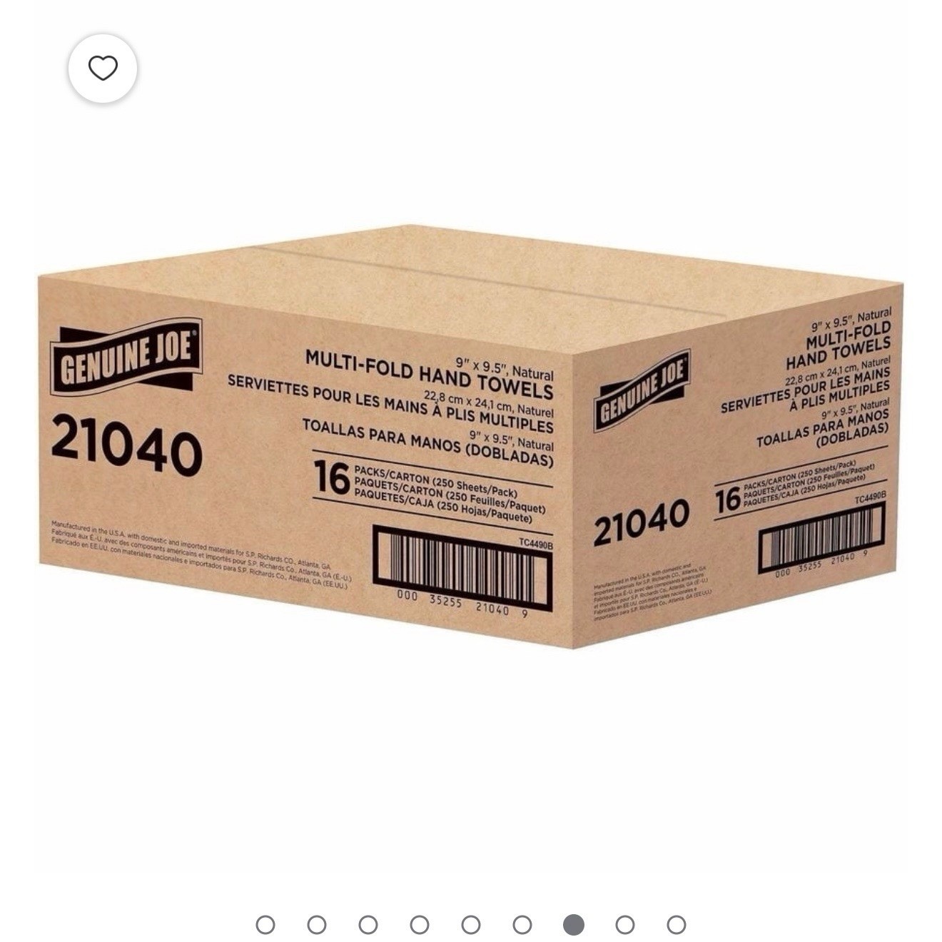 Genuine Joe 21040 Multifold 1Ply Towels 250 Sheets/Pack 16 Packs/Carton Natural