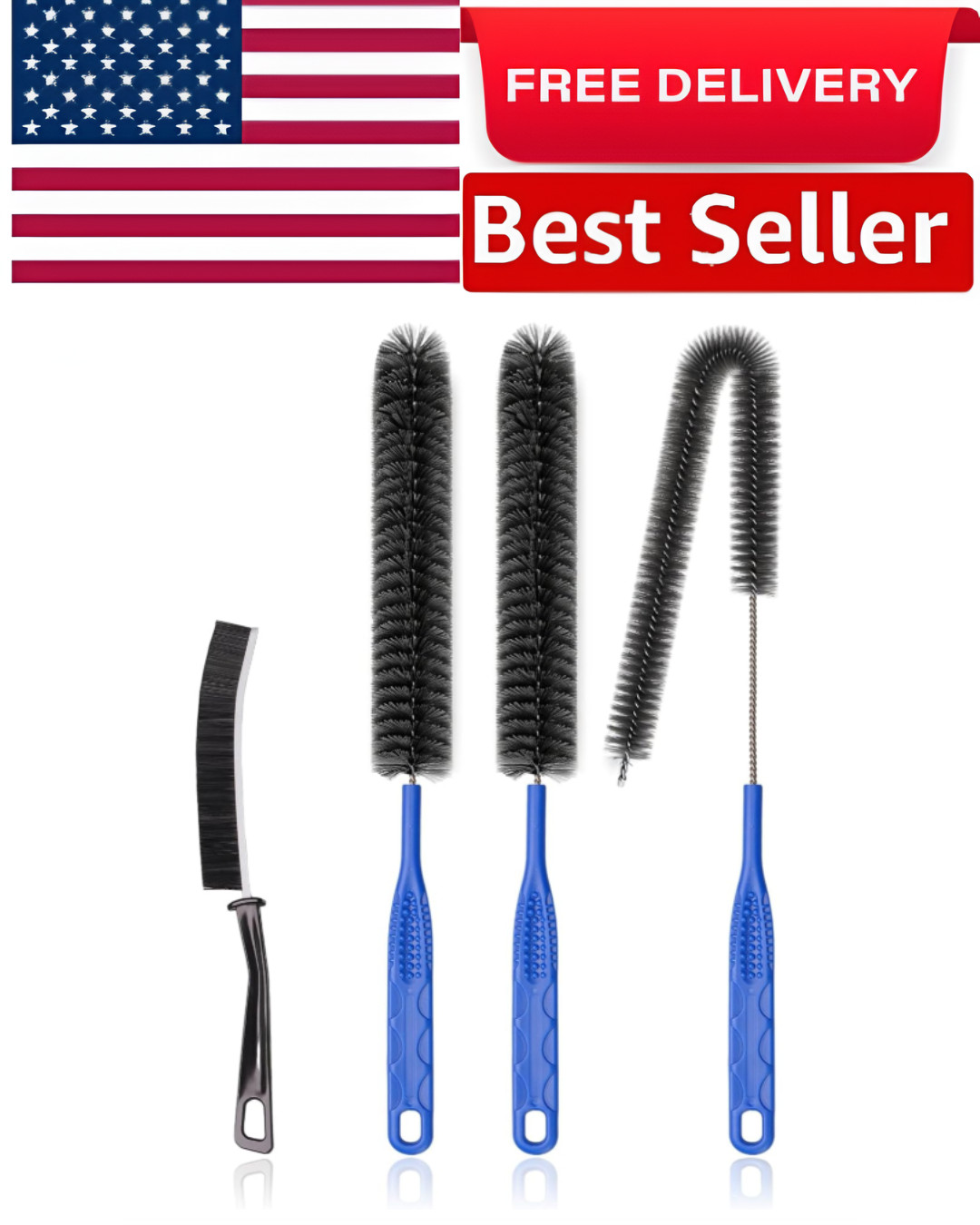 3PCS Drain Brush Set Refrigerator Coil Cleaning Brush Kitchen Sink Drain Cleaner