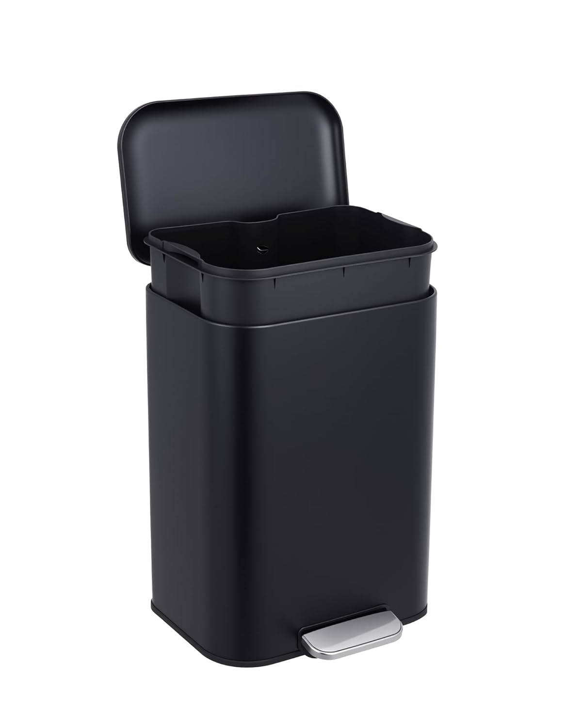 Modern Stainless Steel Trash Bin with Step-On Pedal & Removable Liner,1.2–13 Gal