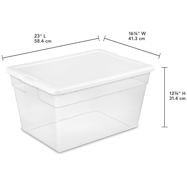 Sterilite 42488008 Stackable Storage Tote W/ Lid, 14 Gal, 23 In L X 16-1/4 In W
