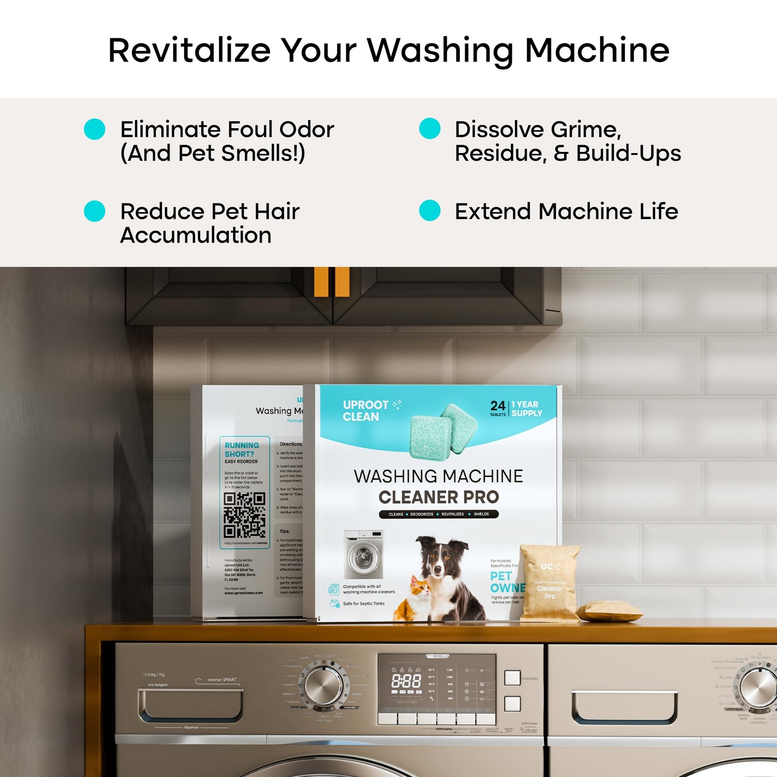 Uproot Clean Washing Machine Cleaner Tablets – 24 Pack for a 12 Month Formulated