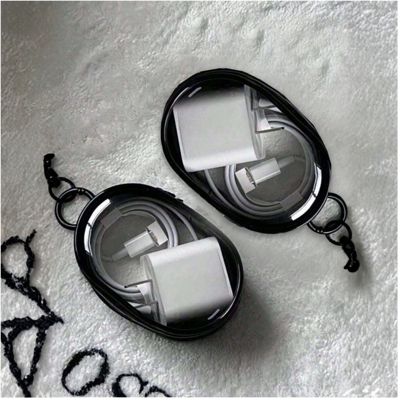 2 Pack Transparent Mini Zipper Storage Pouch Travel Bag Organizer Keychain Clip