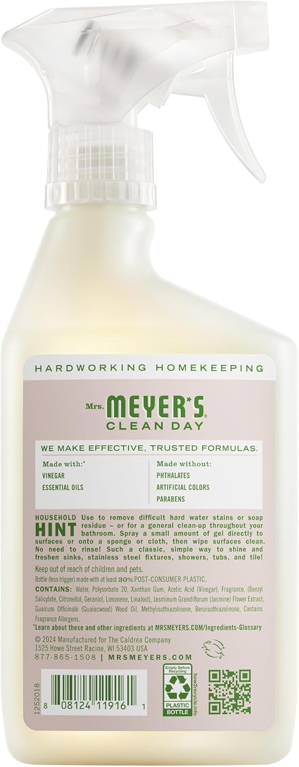 MRS. MEYER’S CLEAN DAY Vinegar Gel Cleaning Spray, Bathroom Use, No-Rinse
