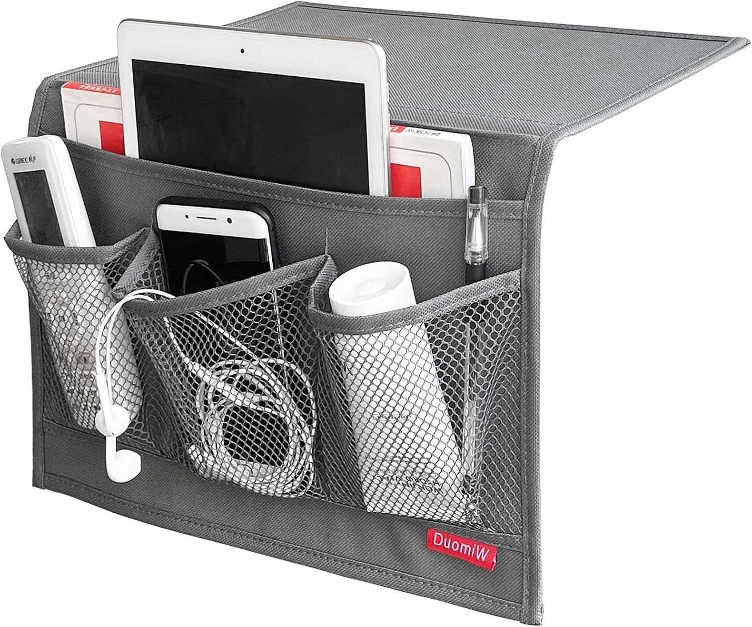 Lightweight Bedside Caddy with 4 Pockets – Elegant Grey Oxford Cloth Design
