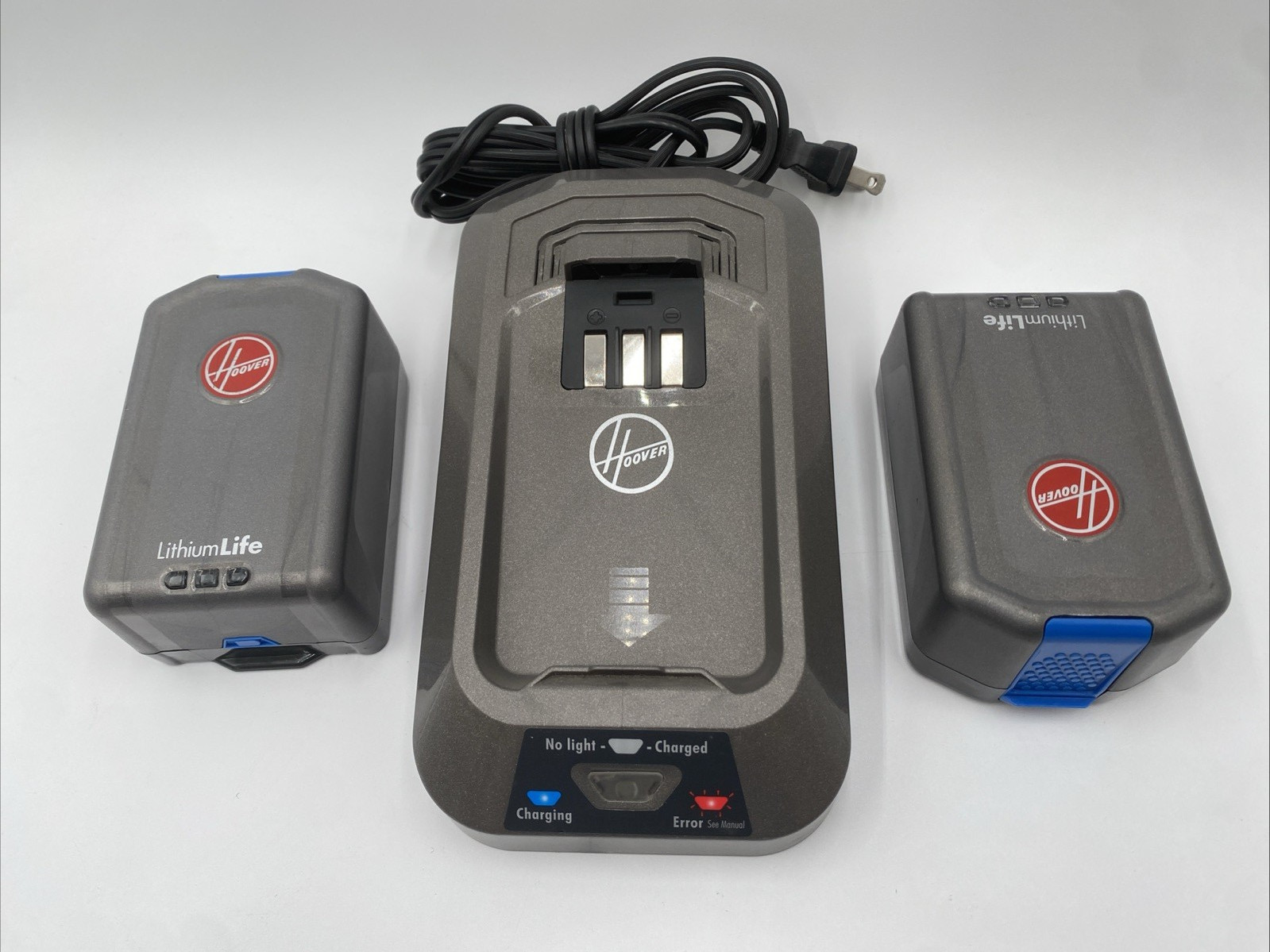 Hoover Charger BH03200 & 2 Batteries BH03120 Lithium Life 20V Li-Ion – Powers on