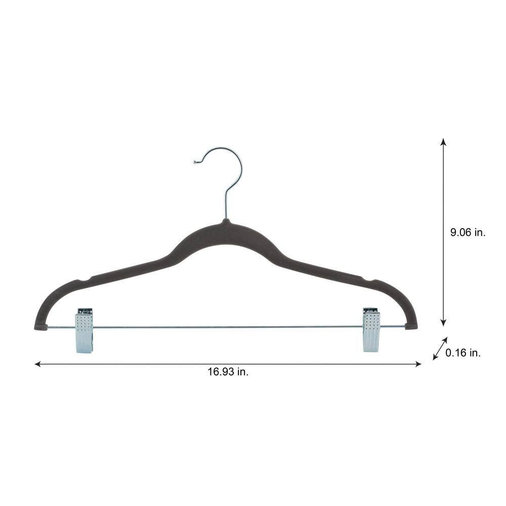 12 Pack Velvet Hangers with Clips in Grey