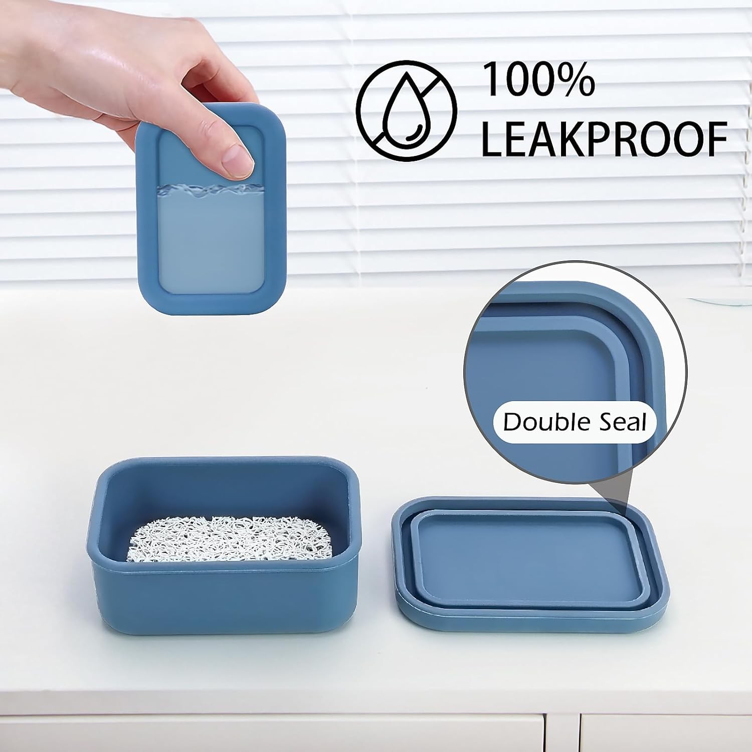 Leak Proof Silicone Travel Soap Case with Drain Pad, Shatterproof Compact Bar