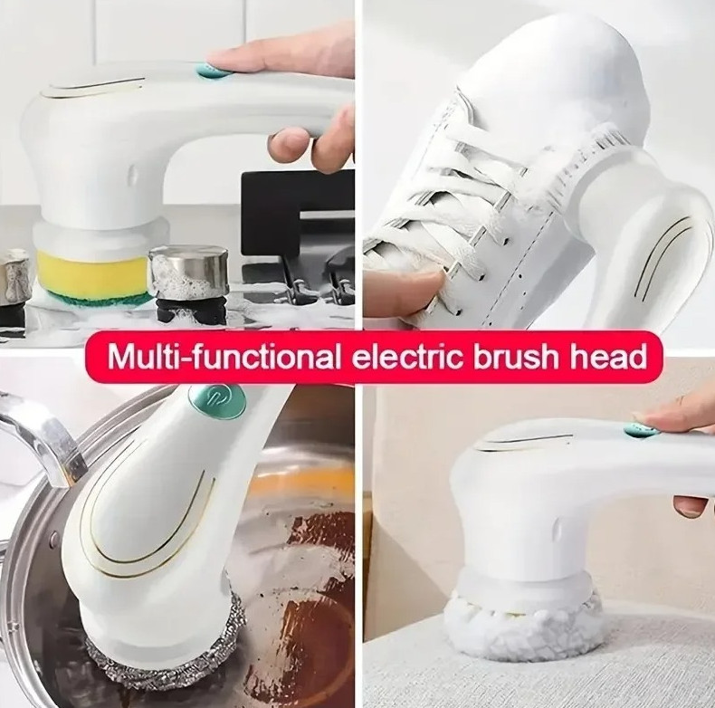 1Set Five-in-One Multifunctional Electric Cleaning Brush for Bathroom & Kitchen