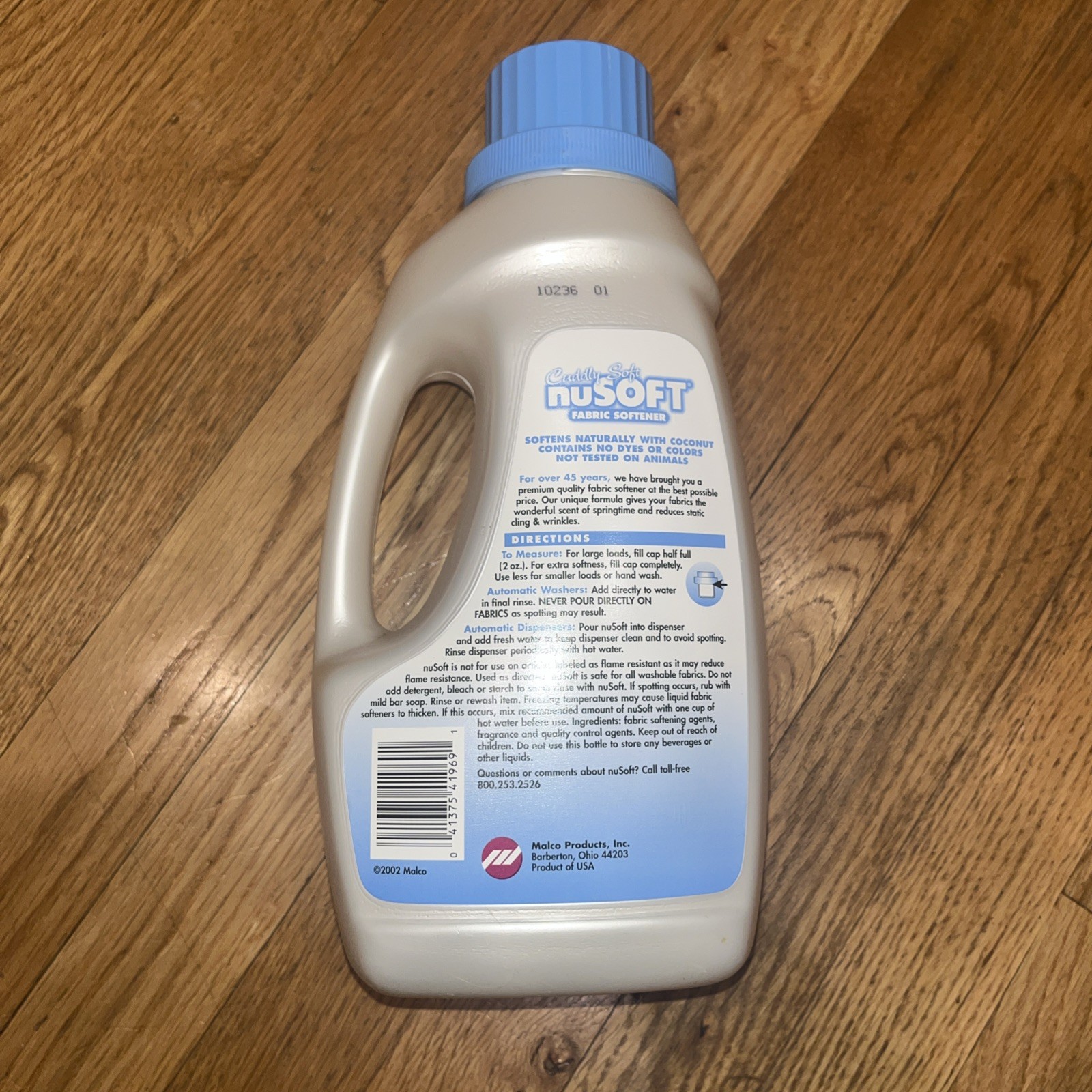 Vintage Malco nuSOFT Fabric Softener 64 oz Liquid Cuddly Soft 2002