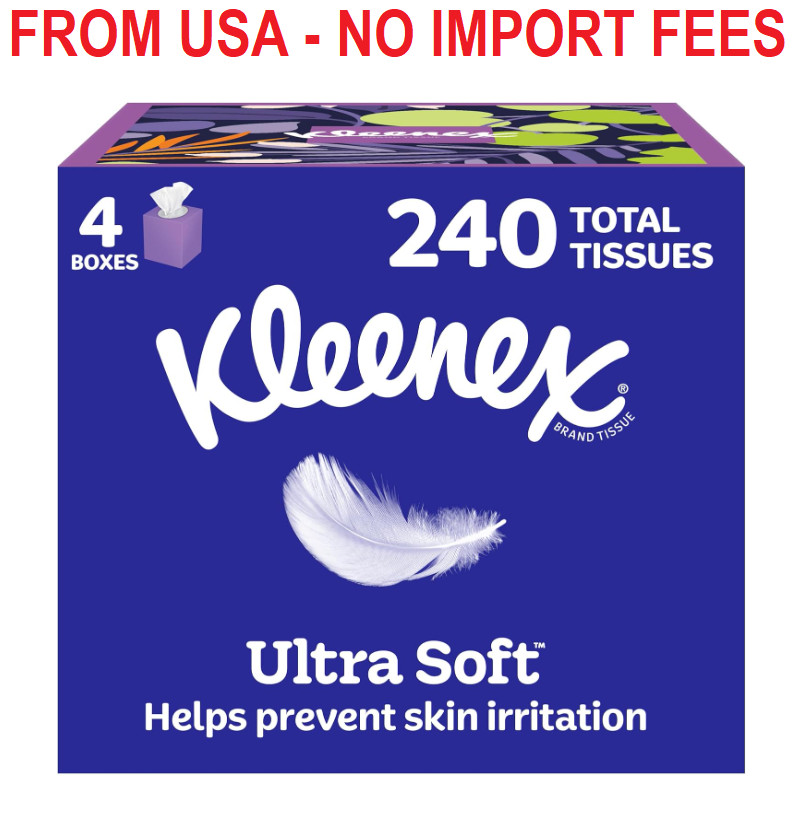 Kleenex Ultra Soft Facial Tissues, 4 Cube Boxes, 60 Tissues per Box, 3-Ply (240