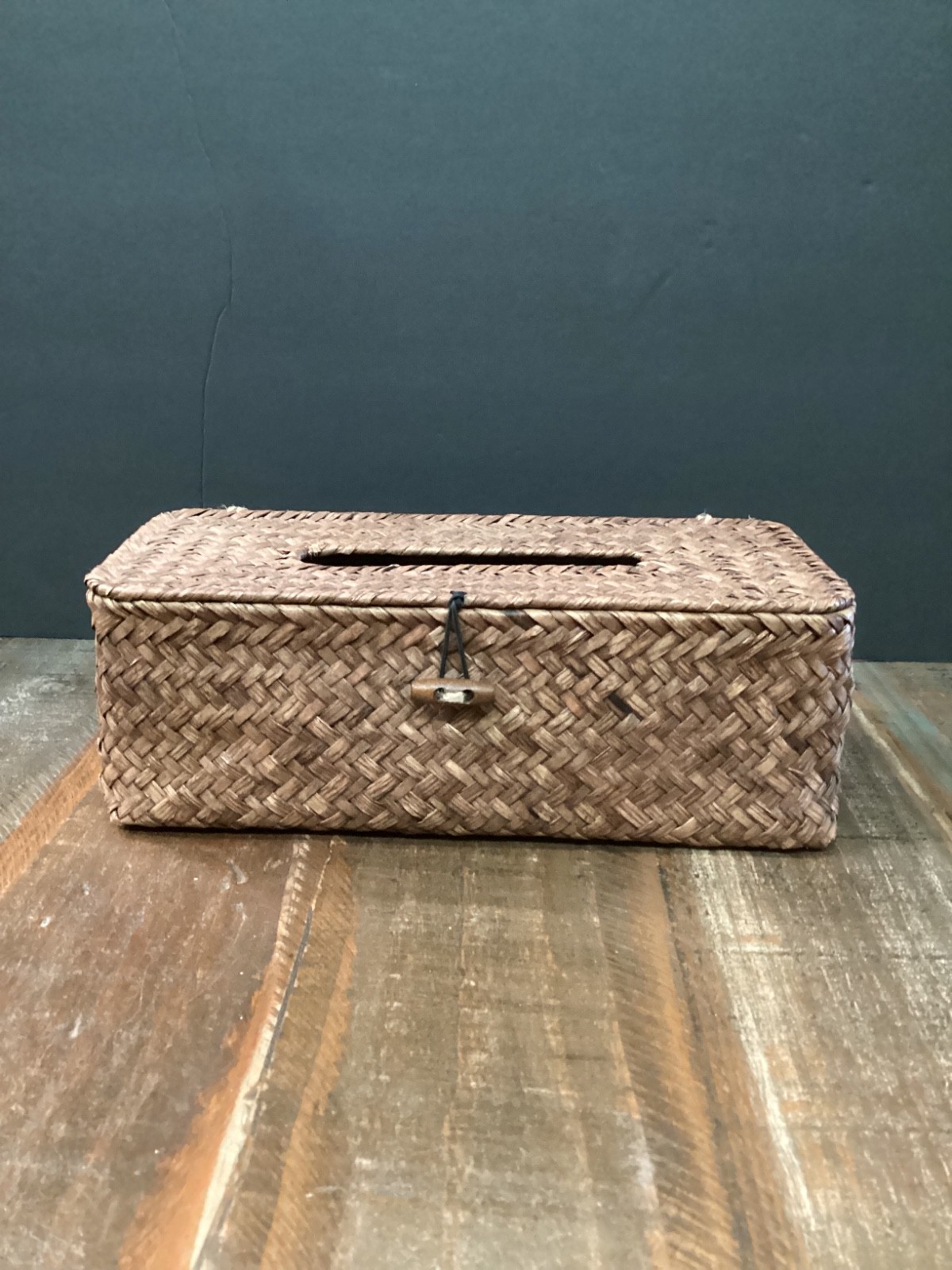 Brown Rectangular Woven Seagrass Wicker Tissue Box Holder Cover