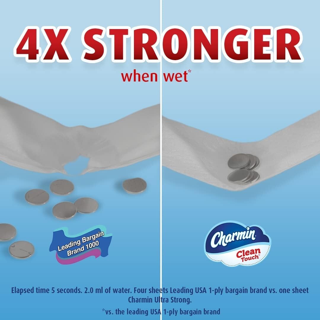 Charmin Ultra Strong Clean Touch Toilet Paper, 18 Family Mega Rolls 90 Regular