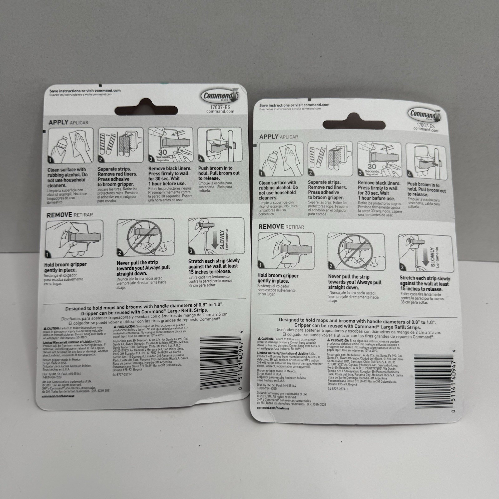 3M Command Broom Gripper Wall Holder Hook 2 Pack 4 lb Damage Free