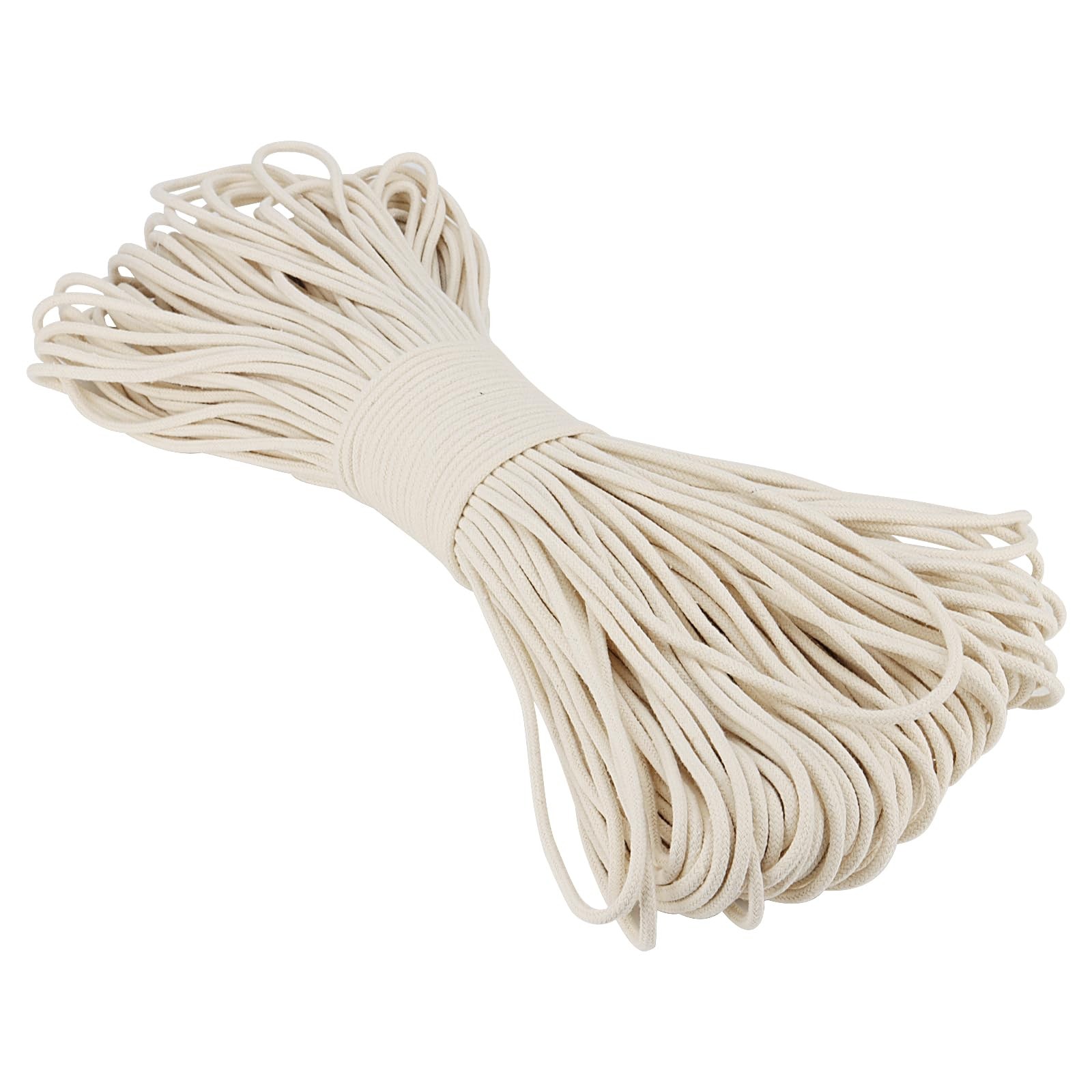 5/32 Inch White Natural Cotton Clothesline Rope 4mm x 328 Feet Sash Cord