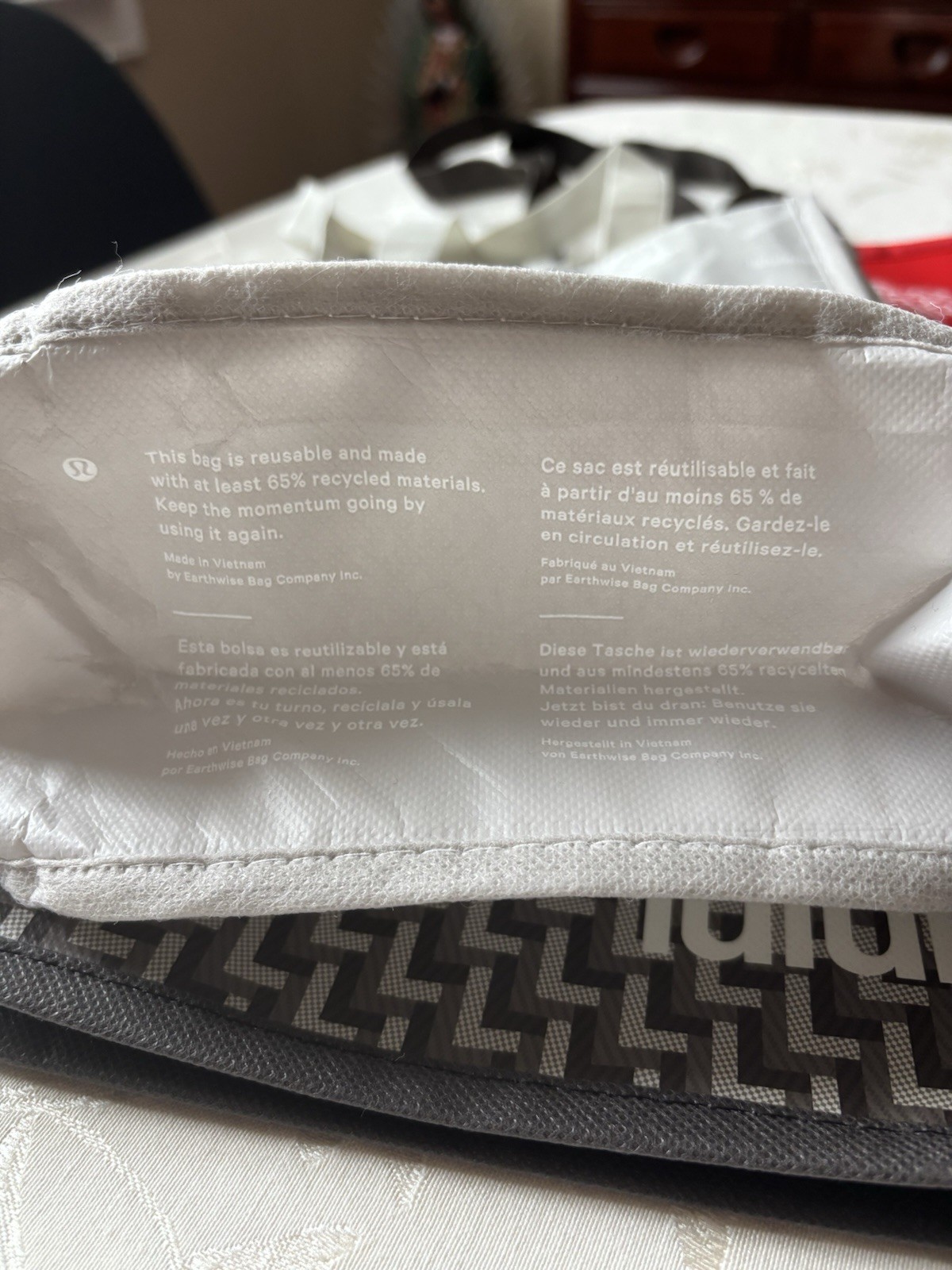 Lululemon Reusable Shopping Tote Bags Large Logo Small Red Grey Lot of Three