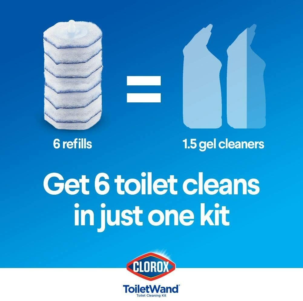 CLOROX 3-IN-1 Toilet Cleaning STARTER KIT ~ WAND + CADDY + 6 SCRUBBING PADS
