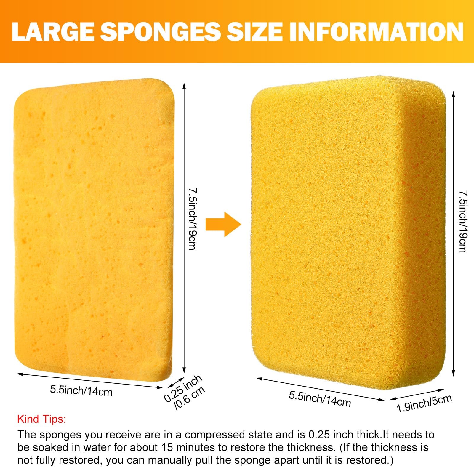 36 Pcs Large Sponges Bulk 7.5 x 5.5 x 1.9 Inch Grouting Car Wash Foam Cleanin…