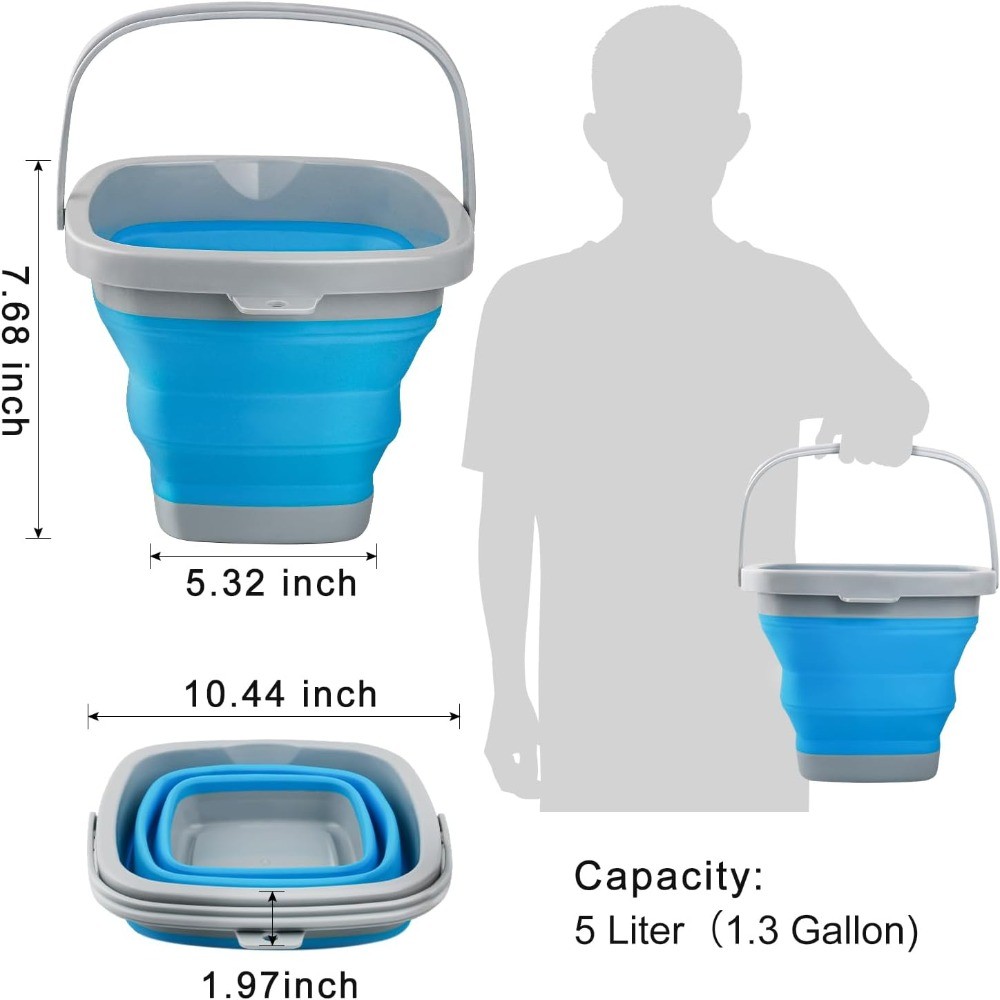 Bucket and Ice Bucket-5L(1.3Gallon)Household Cleaning Silicone Dust Mops Bucket