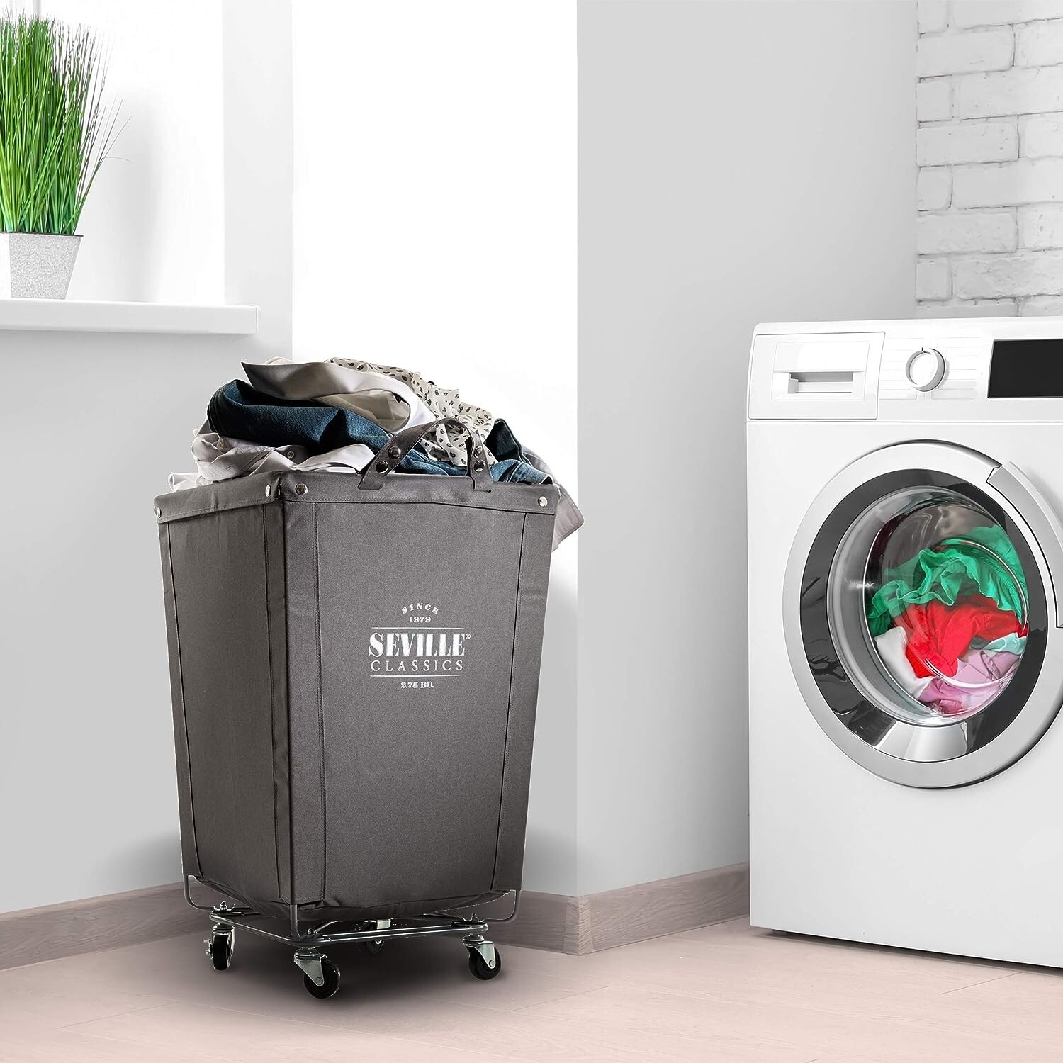 Laundry Hamper Cart – Canvas Bin – Commercial & Residential – 18.1″ D x 18.1″