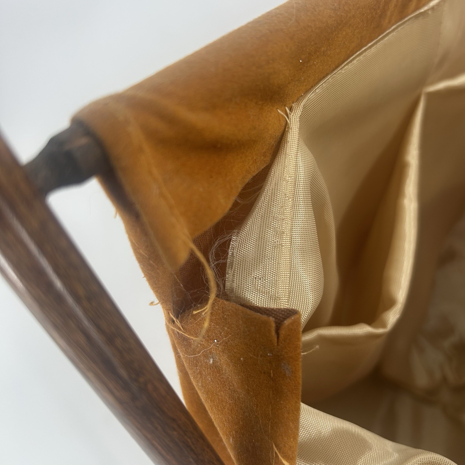 Vintage MCM, Mid Century Modern Folding Wood Leather Magazine Rack Fast Shipping