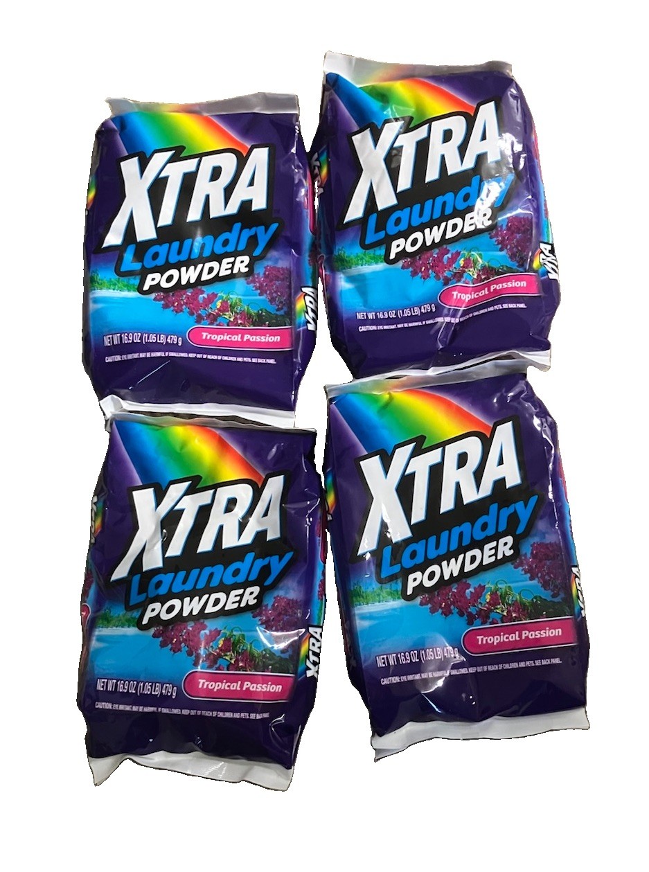 4 Pack- XTRA Plus OxiClean Laundry Powder Detergent, Tropical Passion, 16.9 Oz.
