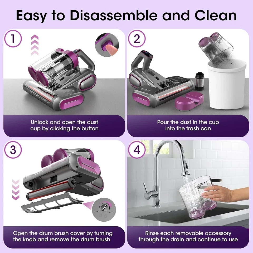 Bed Mattress Vacuum Cleaner Cordless 16Kpa Handheld Vacuum, Vacuum Cleaner wi…