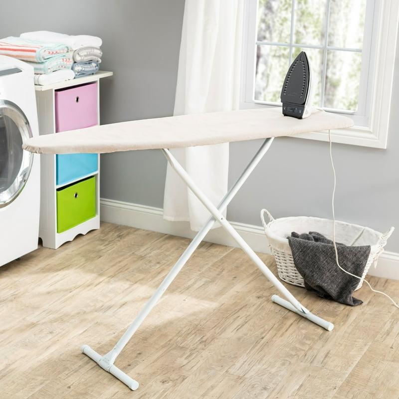 Ironing Board T-Leg Adjustable Height Steel Frame 100% Cotton Cover 53″x14 New