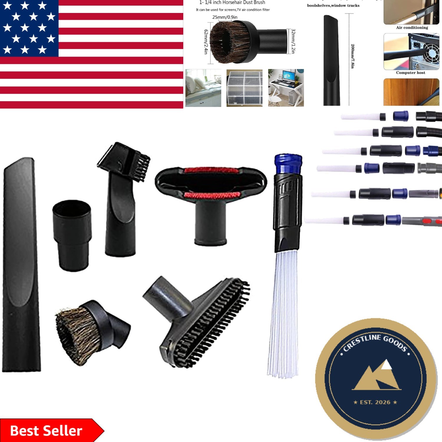 Comprehensive 1-1/4 Inch Vacuum Attachment Set – Clean Every Corner Effortlessly
