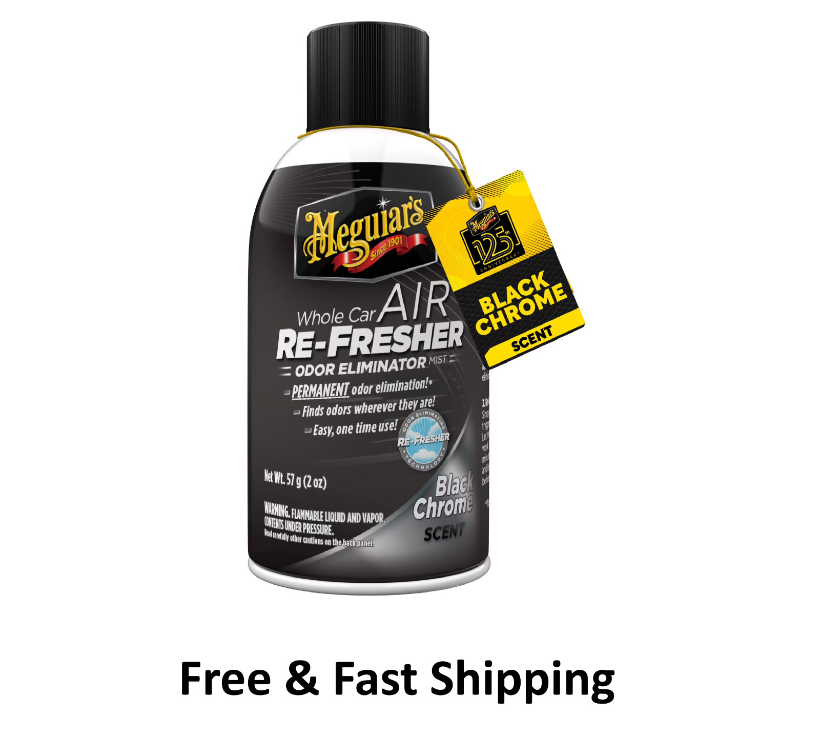Meguiar’s G181302 Whole Car Air Re-fresher Odor Eliminator Mist, Black