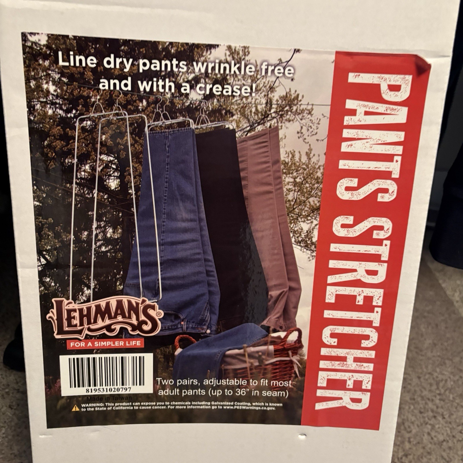 Lehman’s Hang to Dry Pants Stretchers Creased Wrinkle-Free No Iron Slacks New