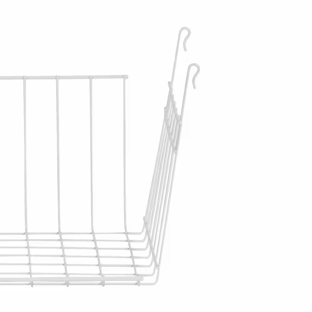 7.8 In. H X 17 In. W White Steel 1-Drawer Wide Mesh Wire Basket