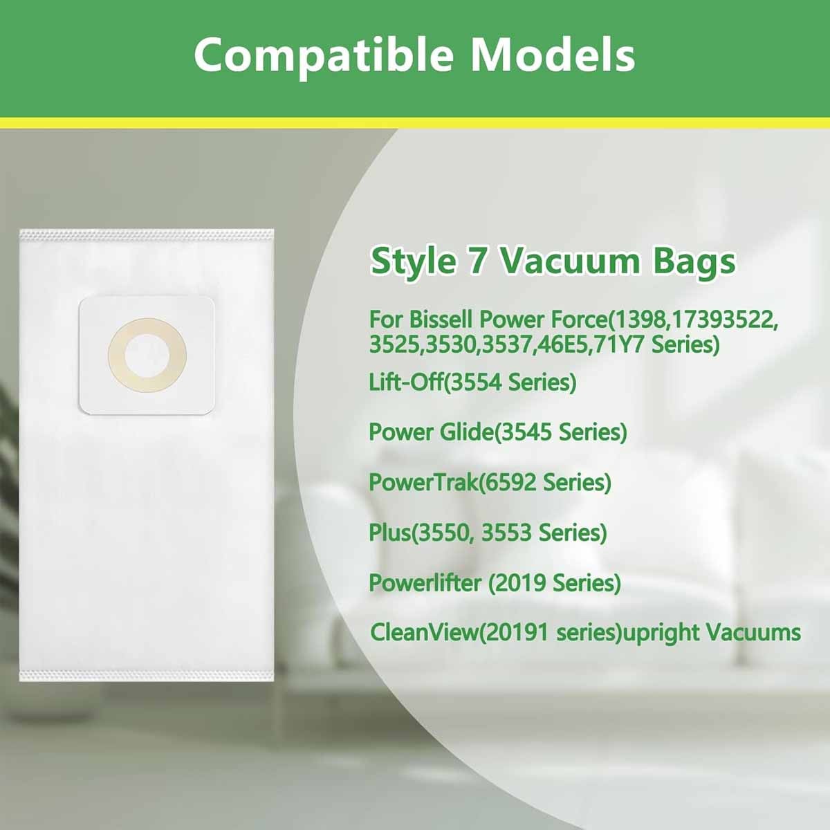 6 Pack Style 7 Vacuum Bags for Bissell 32120 1739 3522 3525 71Y7 3545 Plus 3350