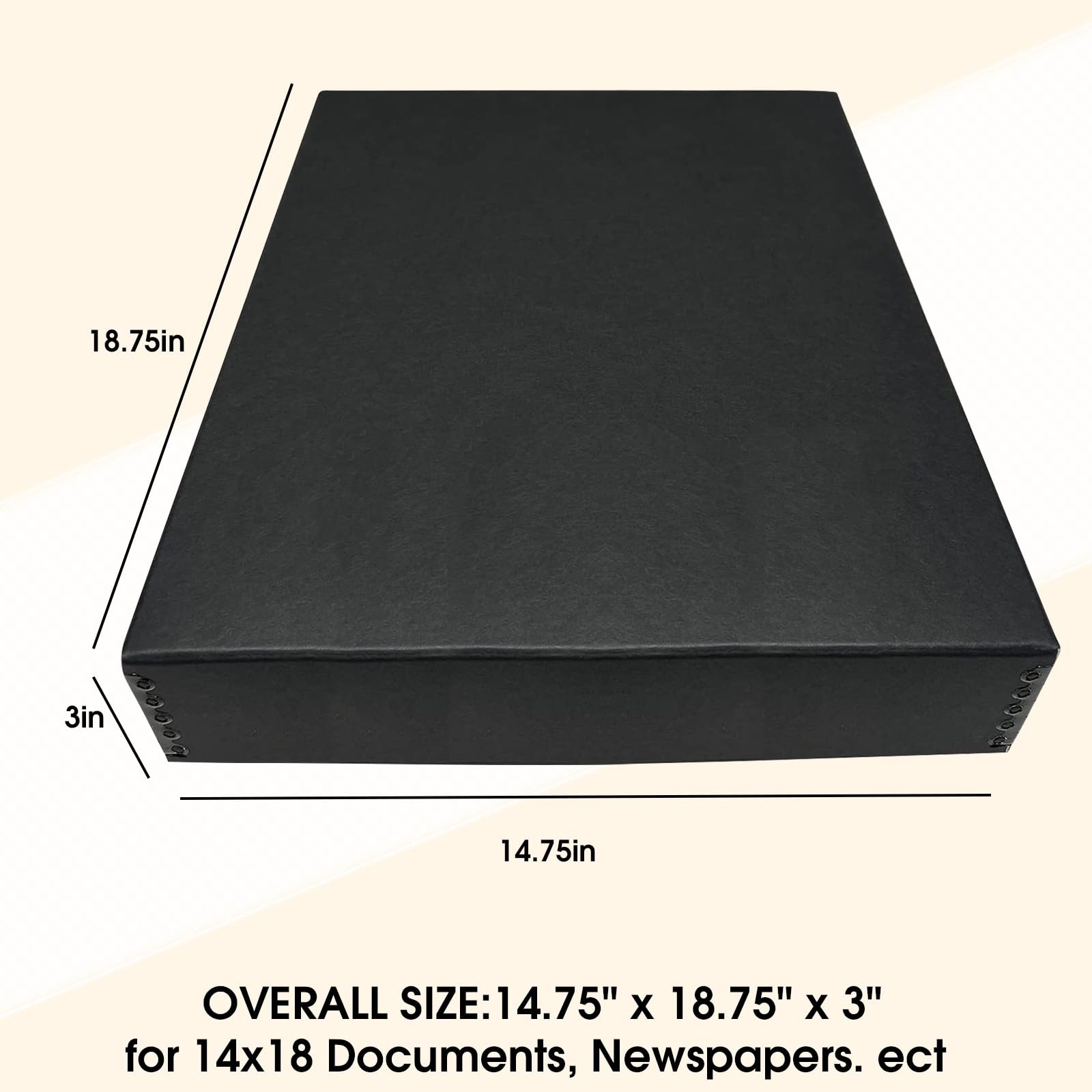 14×18 Black Archival Storage Box Acid-Free Museum Archive Photo Document