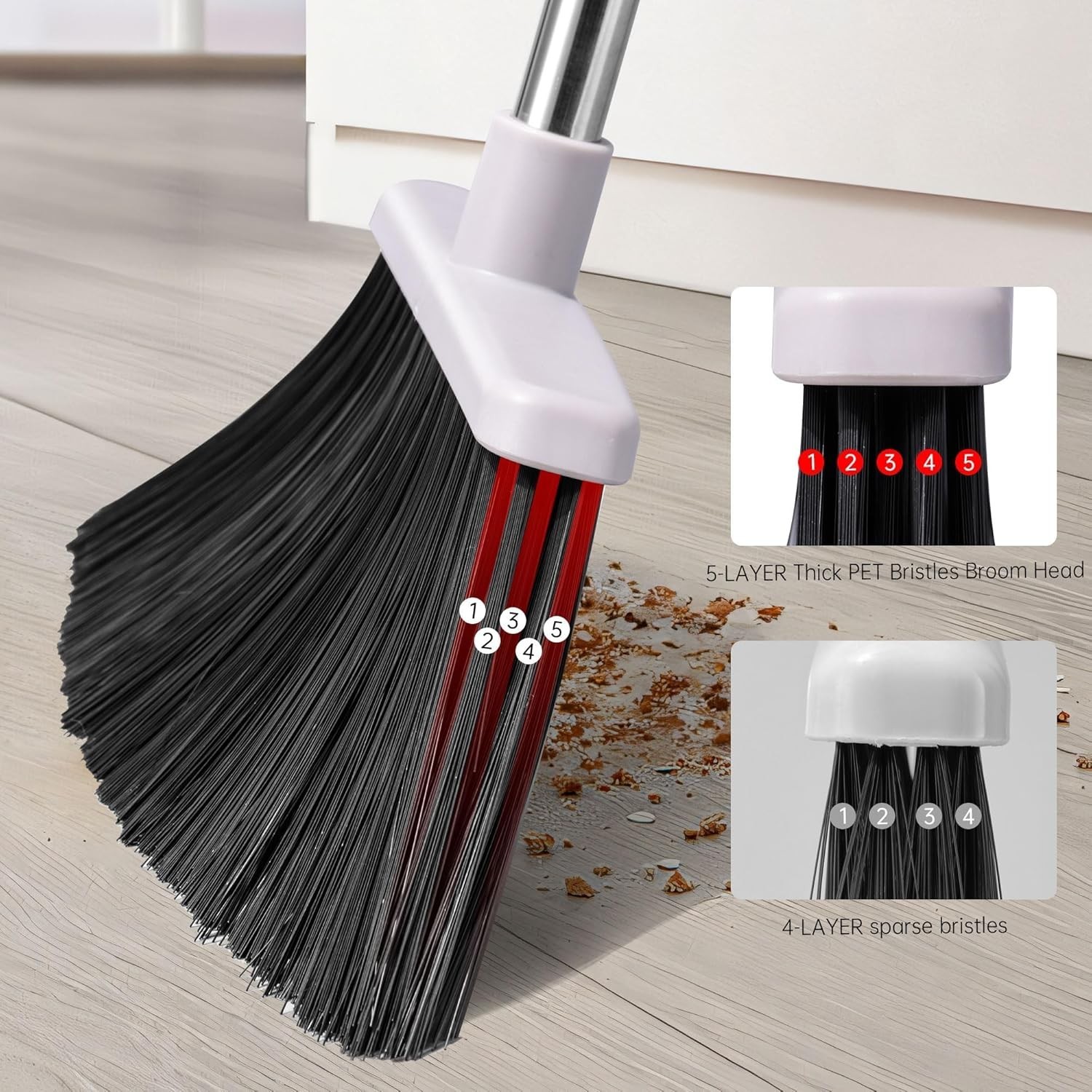Broom with Dustpan Combo Set, Hand Broom and Dustpan Set for Sweeping Indoor …
