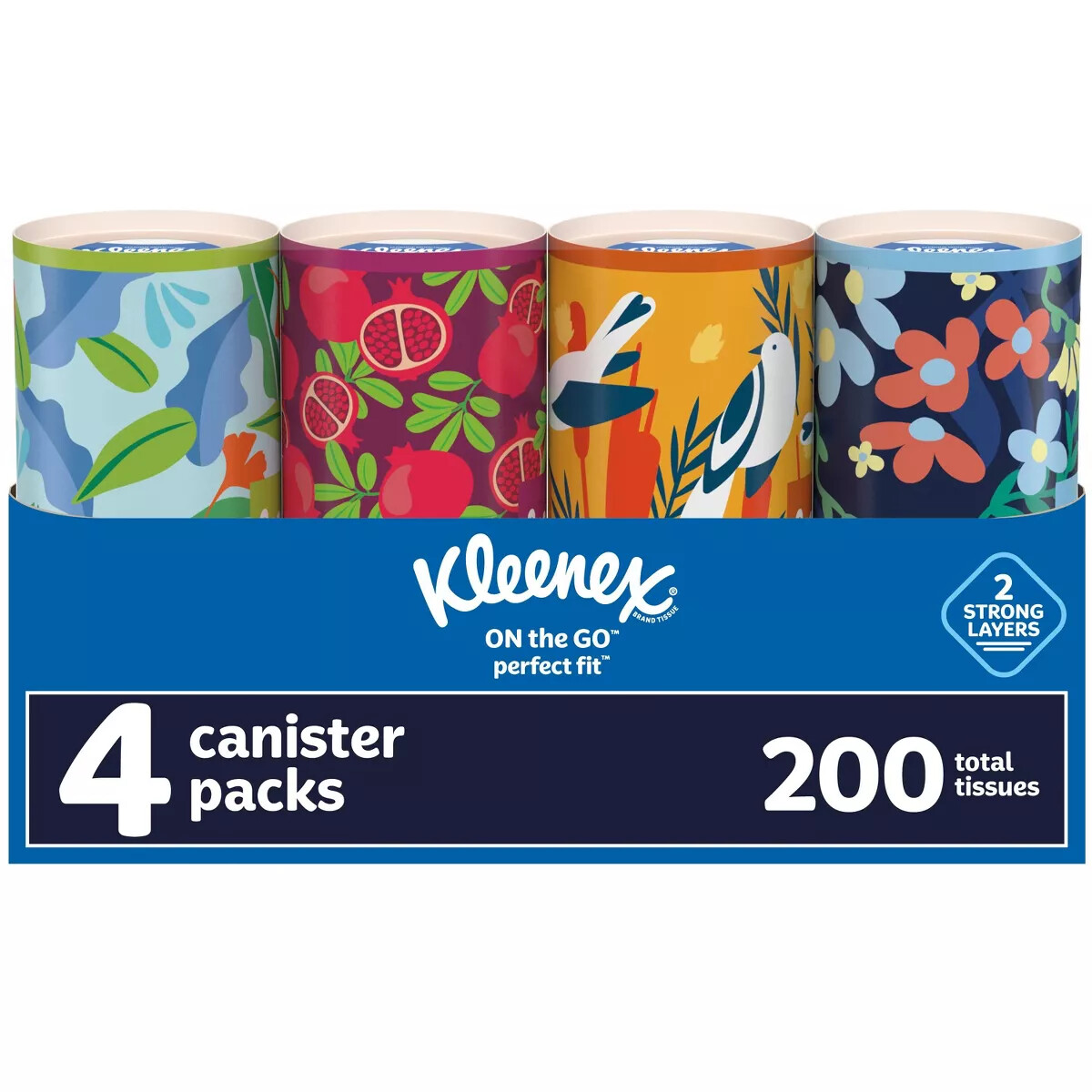 Kleenex Perfect Fit Facial Tissues, Car Tissues, 50 Tissues per Canister, 4 PACK