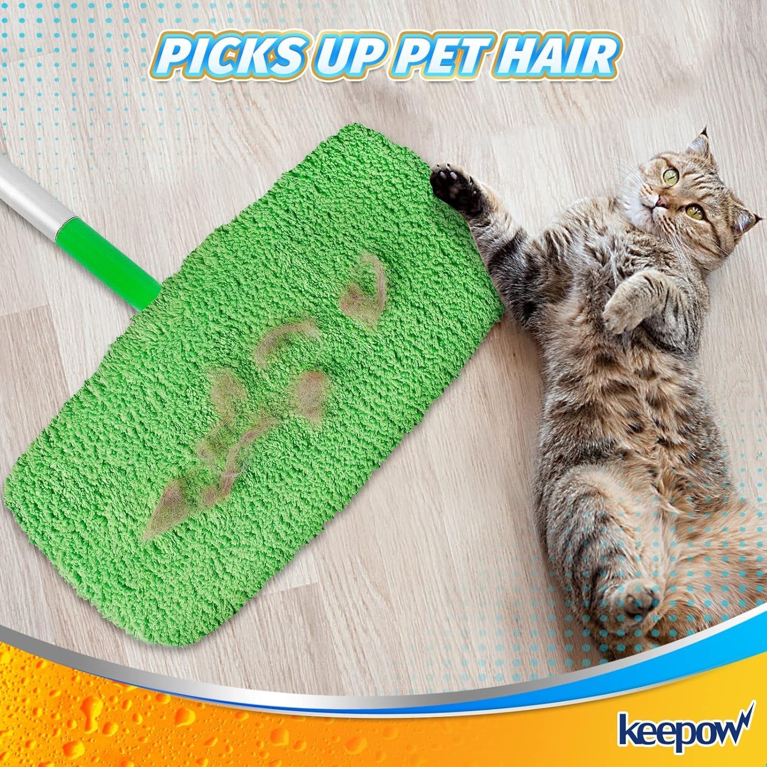 KEEPOW Reusable Microfiber Mop Pads for Swiffer Sweeper Mop, – 2 Pack