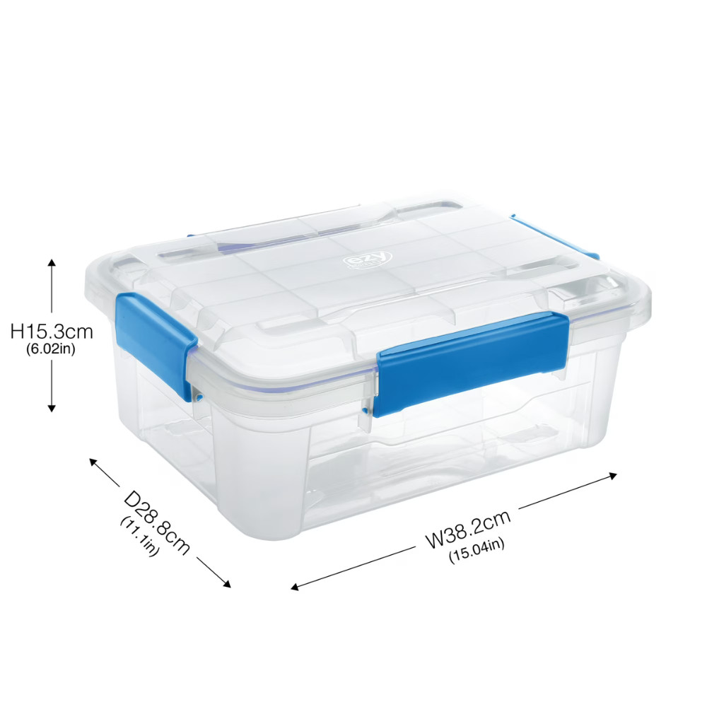 6 Pack Ezy Storage Waterproof Box, 3Gal 12Qt 11.4L, IP67 Sealed Tote Organizers