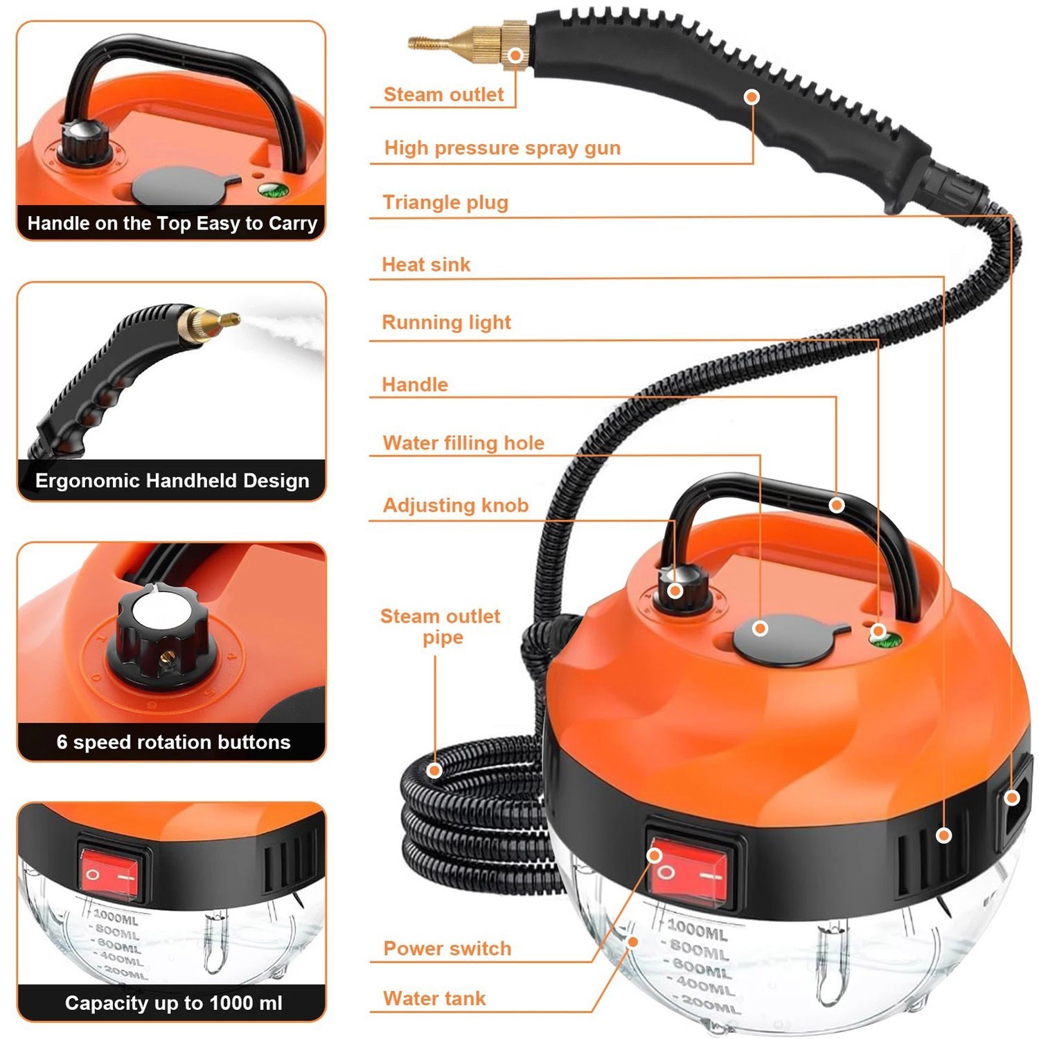 3800W/2500W High-Pressure Steam Cleaner Machine for Household & Car Cleaning